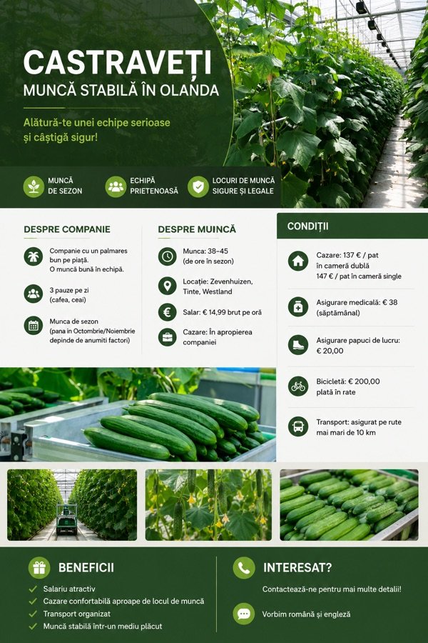 Cucumber greenhouse work